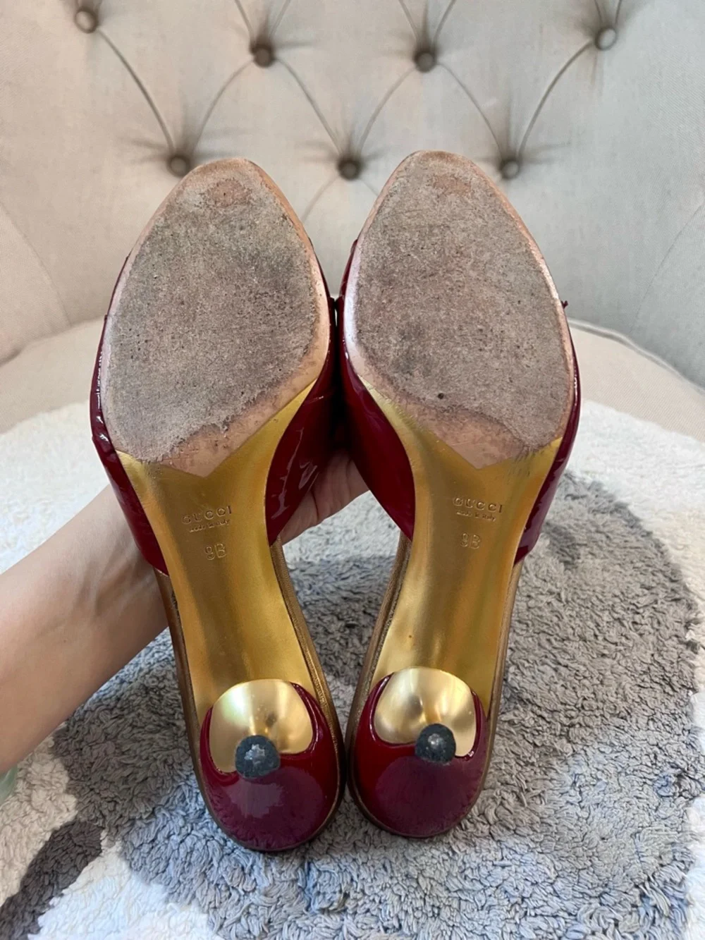 Gucci Red Patent Leather Pointed-Toe Mules - Picture 6 of 9